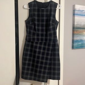 Banana Republic Peplum Wrap Skirt Plaid Dress